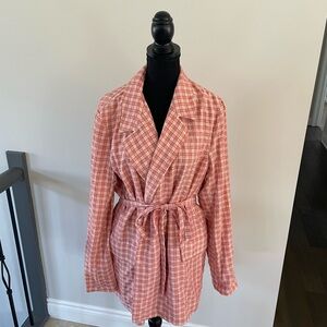 Free People Pink Plaid Blazer